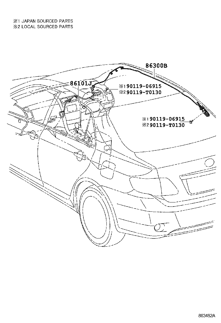 86101-02270 CORD SUB-ASSY, ANTENNA, NO.2 product image