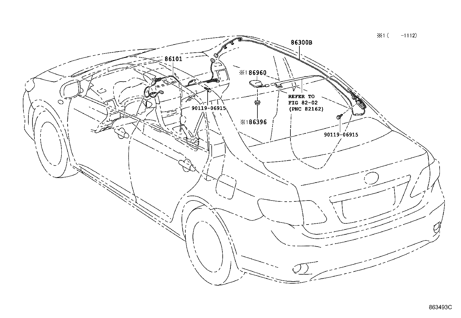 Toyota 86300-12A80 ANTENNA ASSY, AMPLIFIER, NO.1