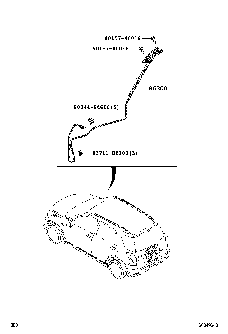86300-BZ290 ANTENNA ASSY, W/HOLDER product image
