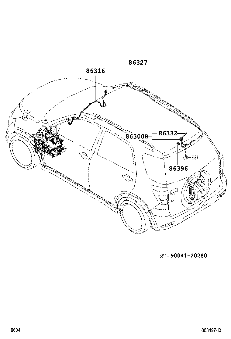 Toyota 86300-B4061 ANTENNA ASSY, AMPLIFIER, NO.1
