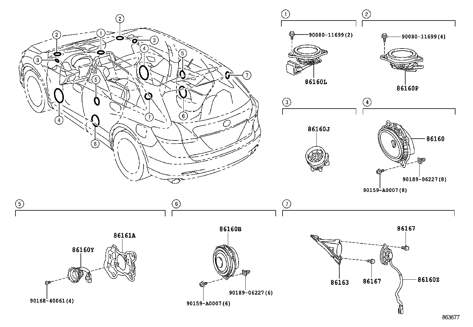 86160-0T030 SPEAKER ASSY, REAR NO.3 product image
