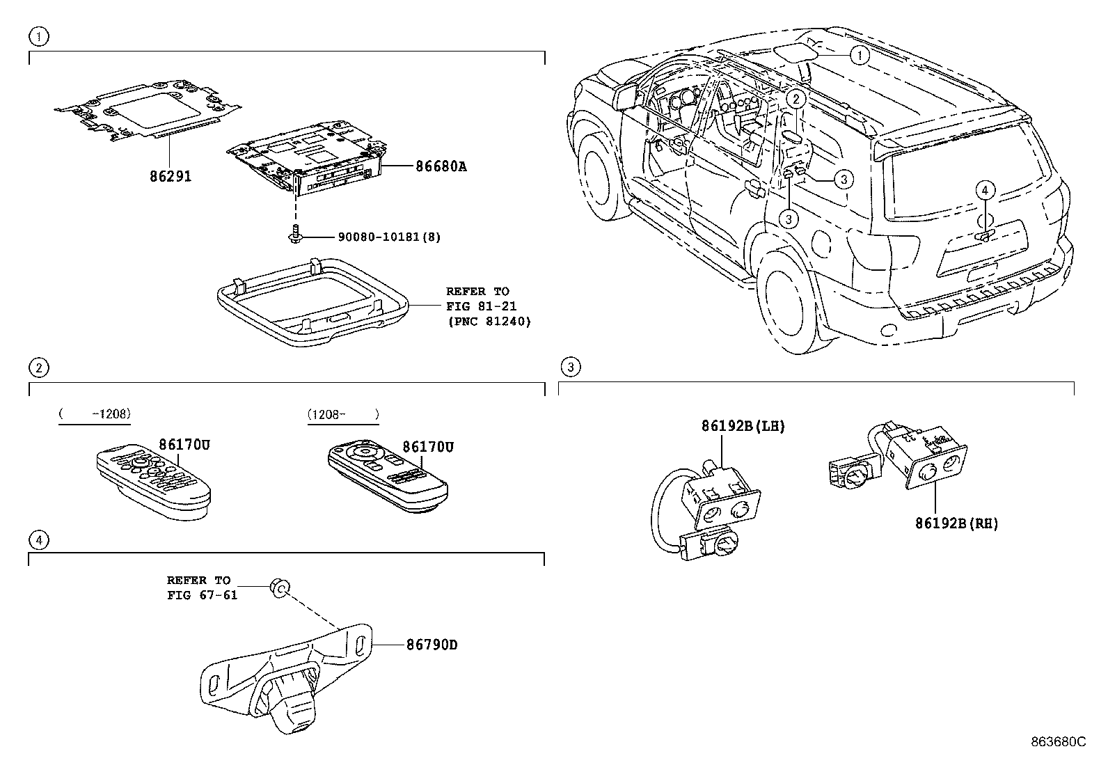 86170-34040 SWITCH & VOLUME ASSY, REAR product image