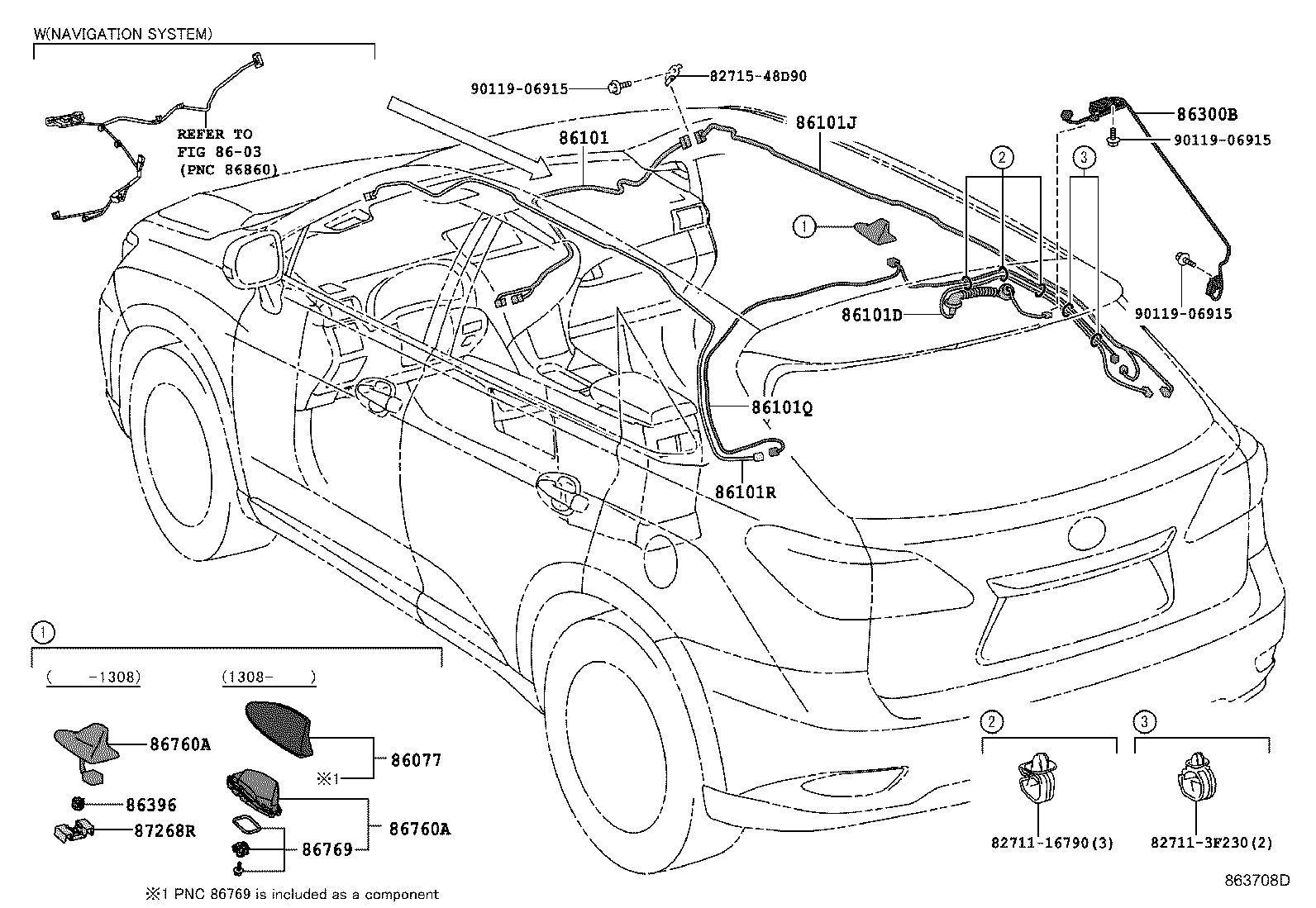 Toyota 86300-48330 ANTENNA ASSY, AMPLIFIER, NO.1