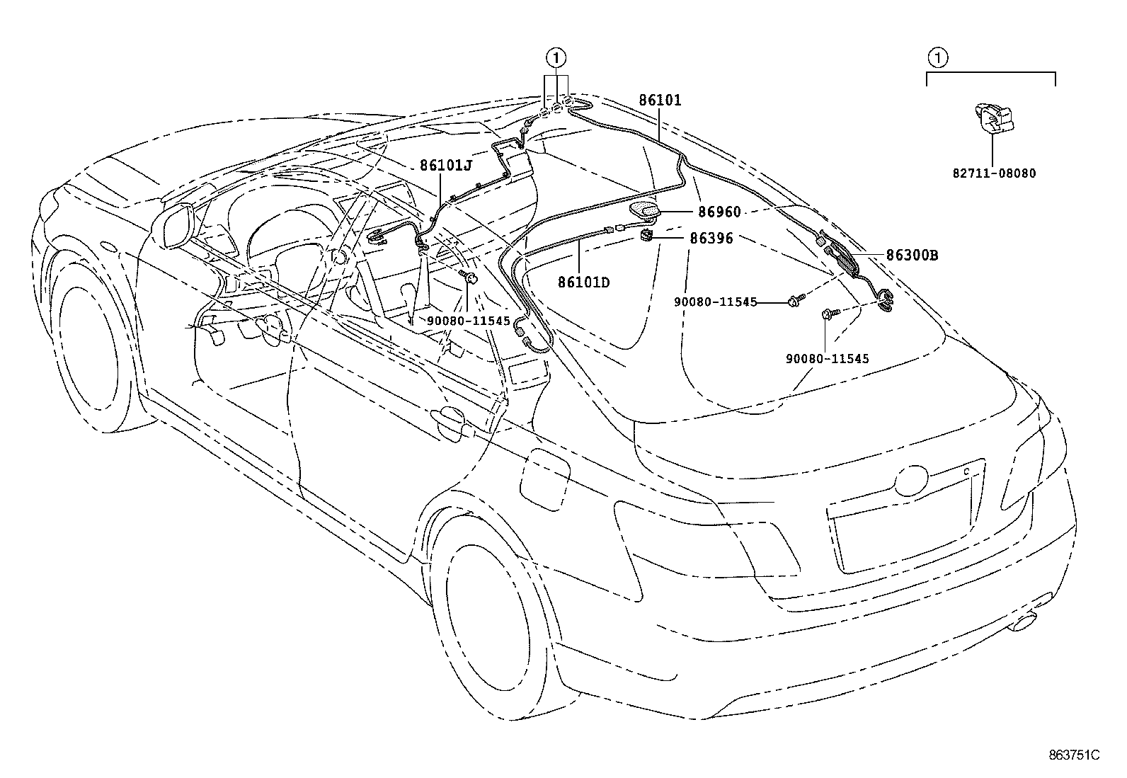 Toyota 86960-06020-J1 ANTENNA ASSY, SATELLITE RADIO