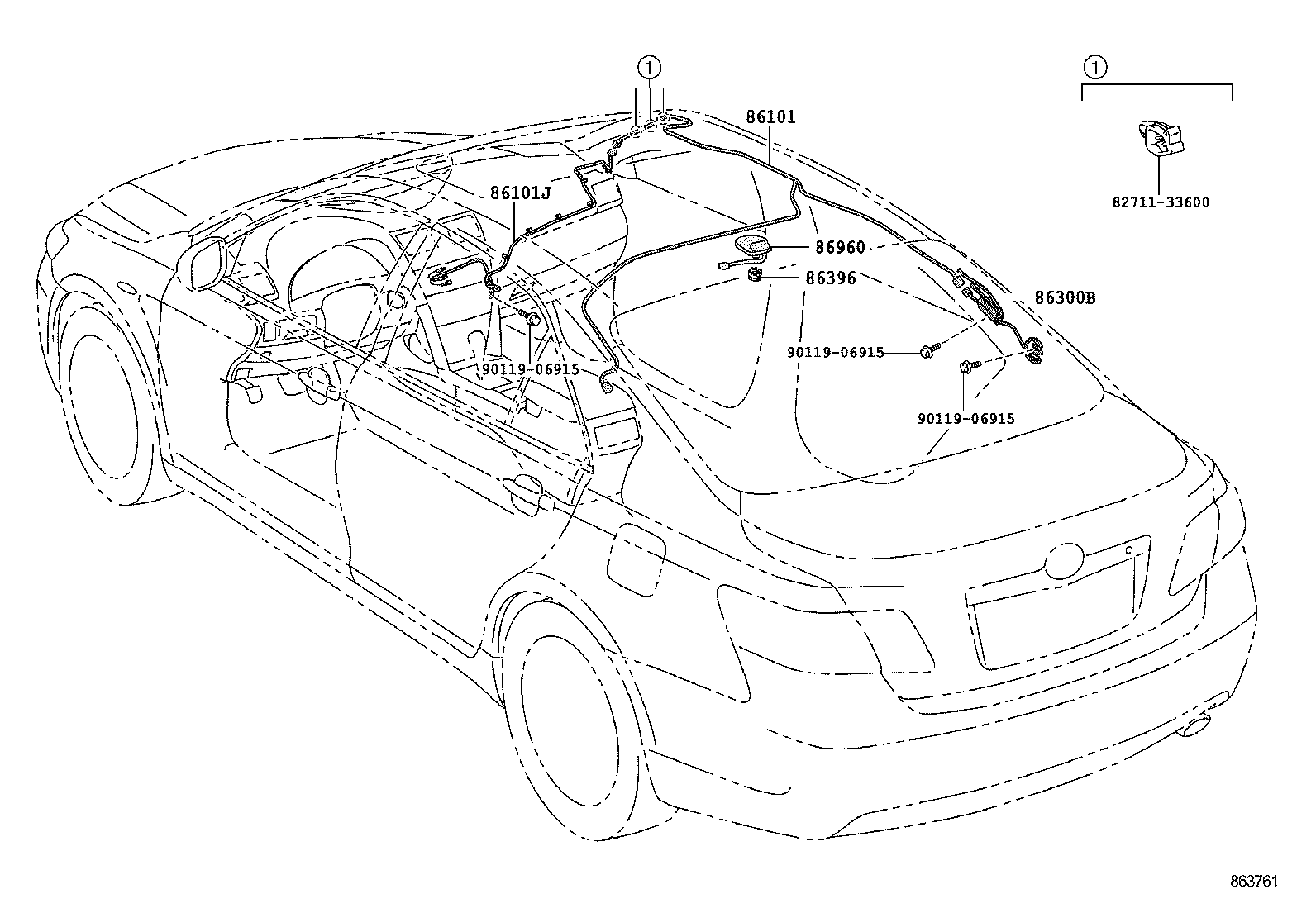 86960-33010-J1 ANTENNA ASSY, SATELLITE RADIO product image
