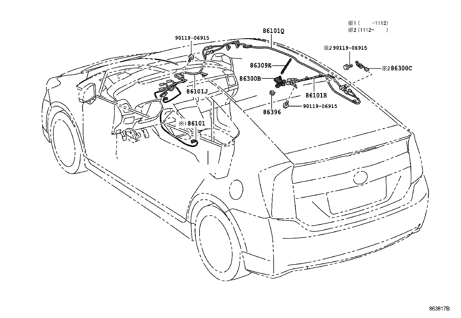 Toyota 86300-47061 ANTENNA ASSY, AMPLIFIER, NO.1