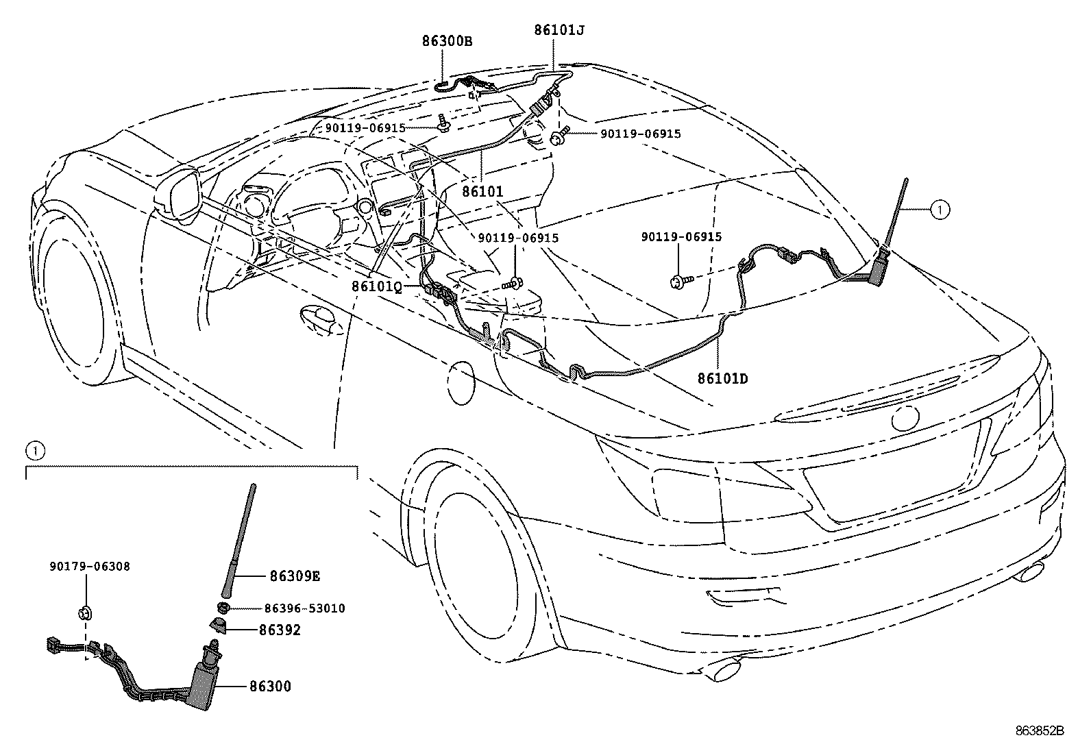 86101-53750 CORD SUB-ASSY, ANTENNA, NO.2 product image