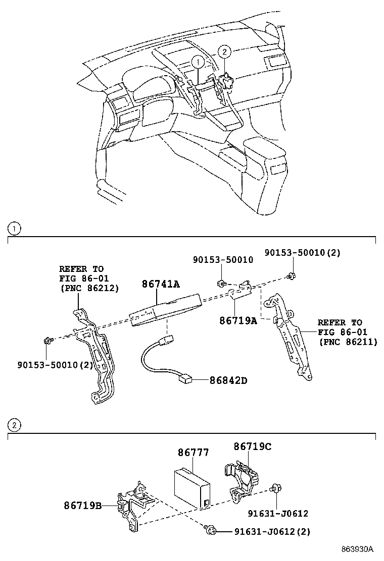 Toyota 86719-75020 BRACKET, TELEPHONE NO.1