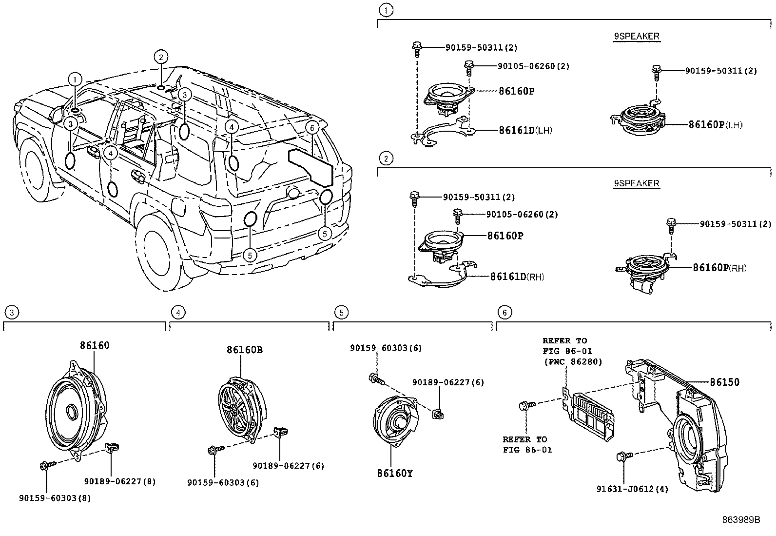 Toyota 86150-60240 SPEAKER ASSY, FRONT NO.1