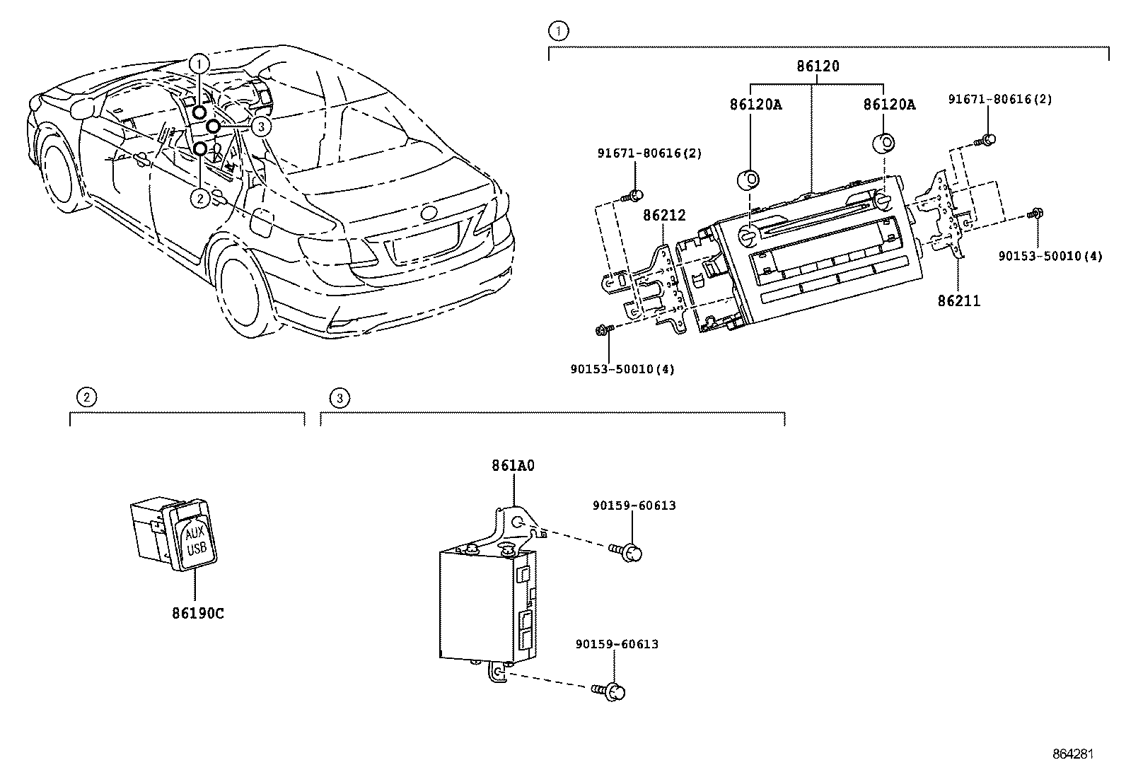 86190-02070 ADAPTER ASSY, STEREO JACK, NO.1 product image