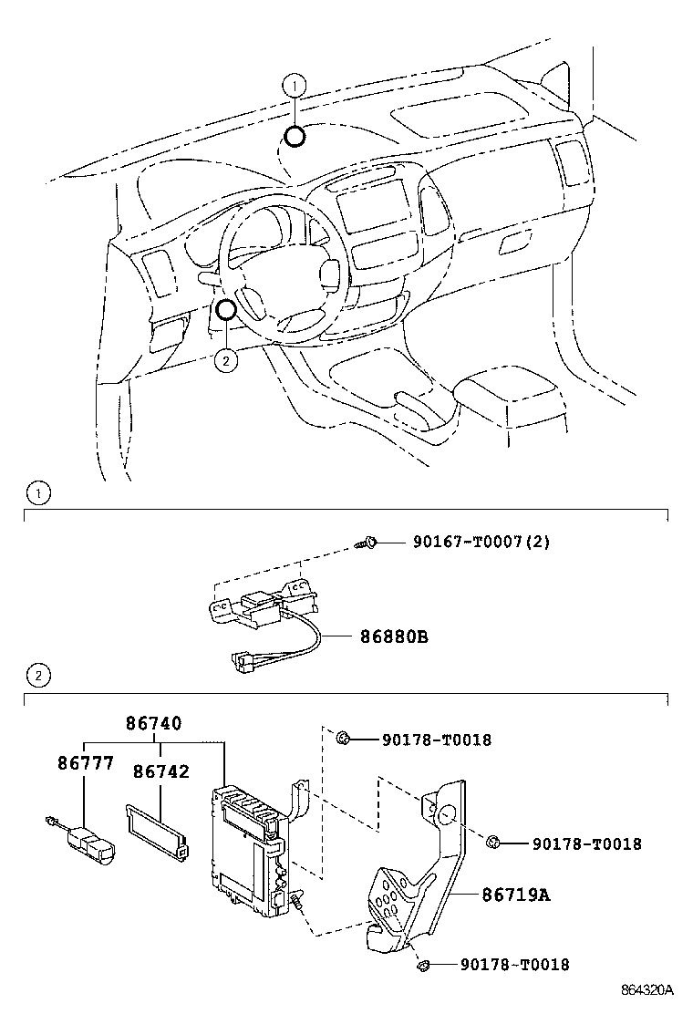 Toyota 86719-71010 BRACKET, TELEPHONE NO.1