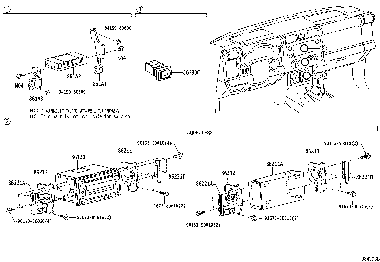 86211-35160 BRACKET, STEREO COMPONENT, NO.1 product image