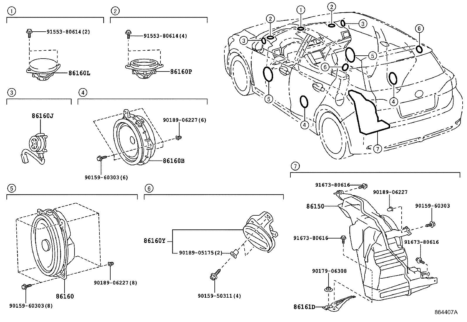 Toyota 86160-76110 SPEAKER ASSY, FRONT NO.3