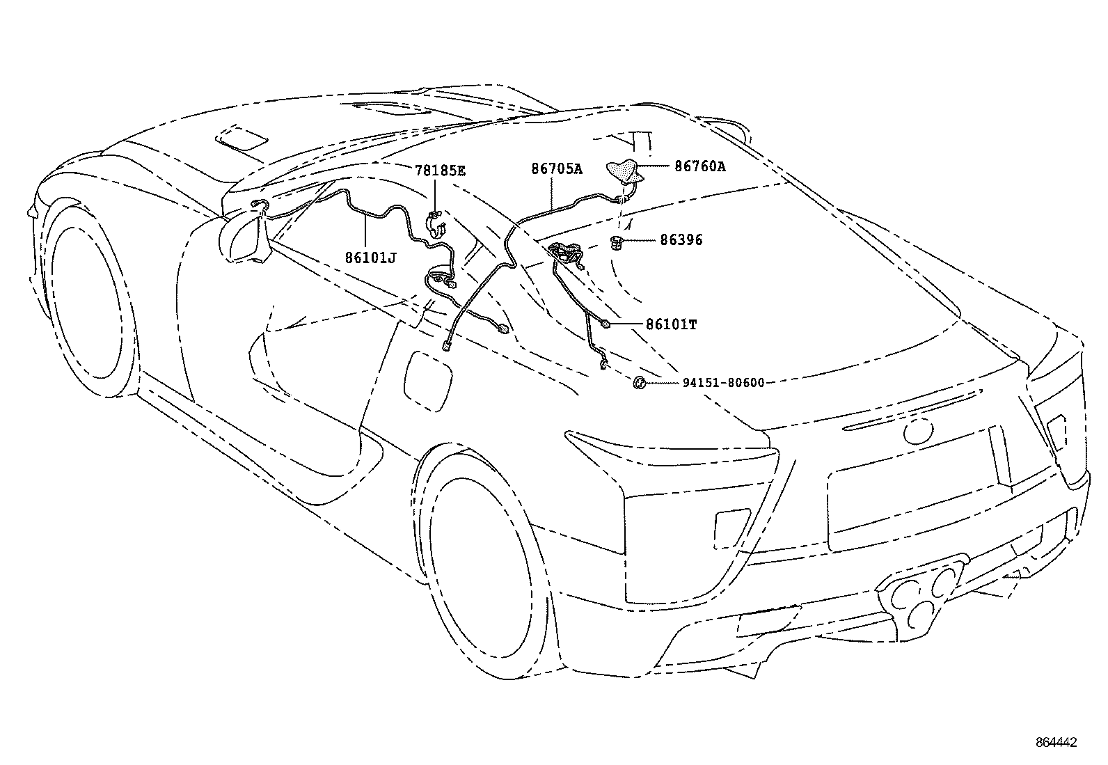 86101-77070 CORD SUB-ASSY, ANTENNA, NO.2 product image