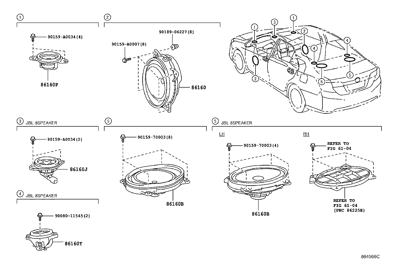 Toyota 86160-0WU60 SPEAKER ASSY, FRONT NO.1