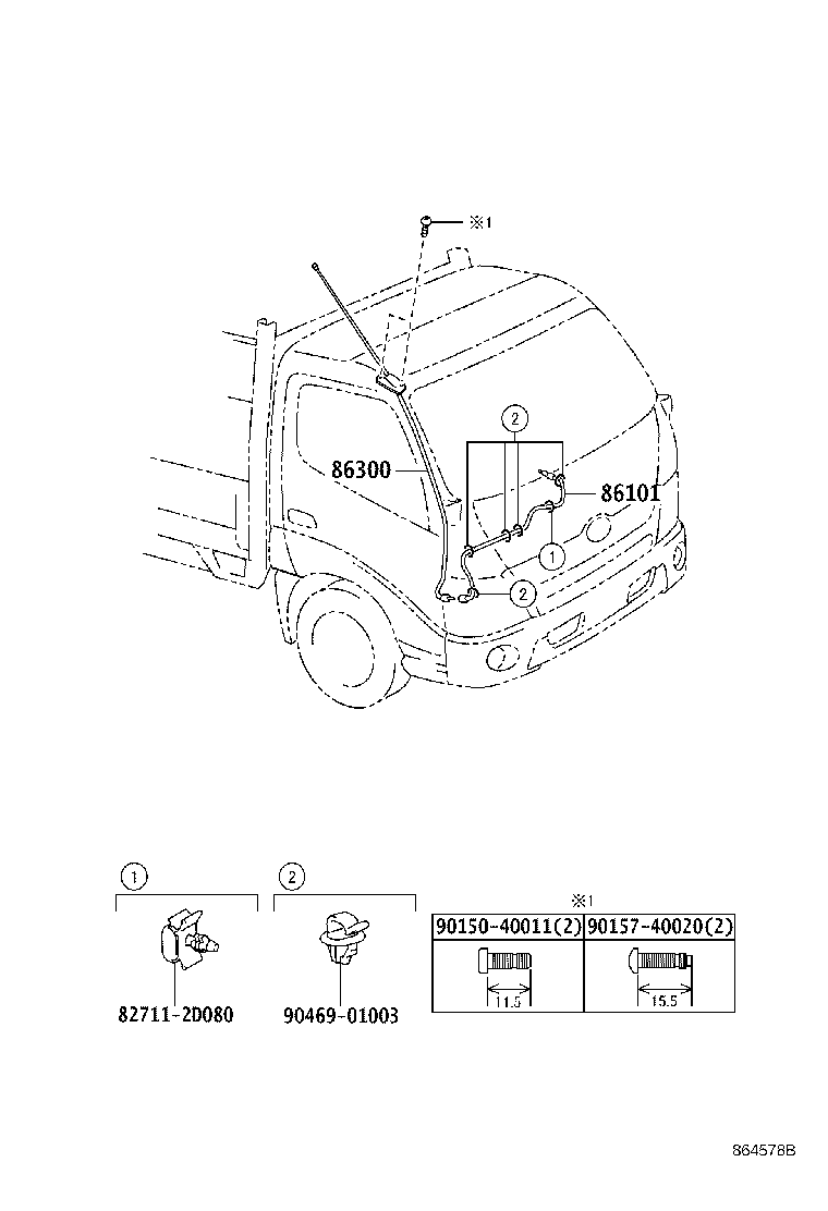 86300-37170 ANTENNA ASSY, W/HOLDER product image