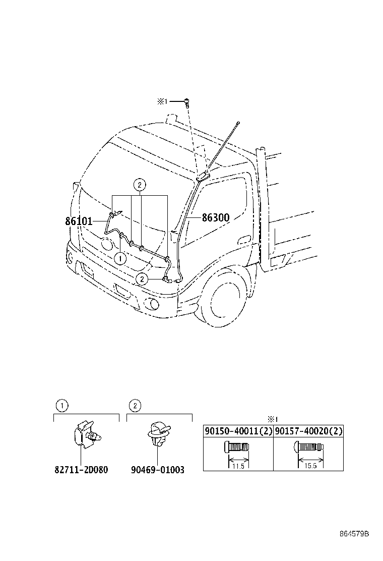 86300-37170 ANTENNA ASSY, W/HOLDER product image