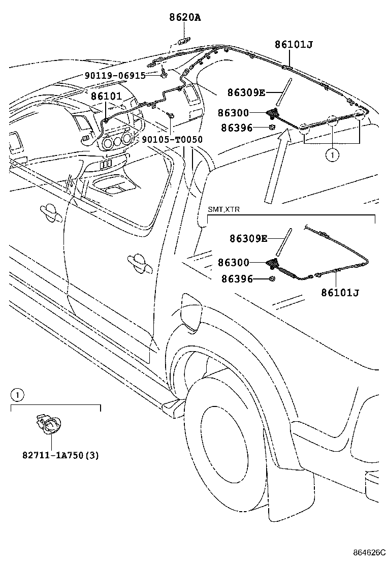 Toyota 86300-71080 ANTENNA ASSY, W/HOLDER