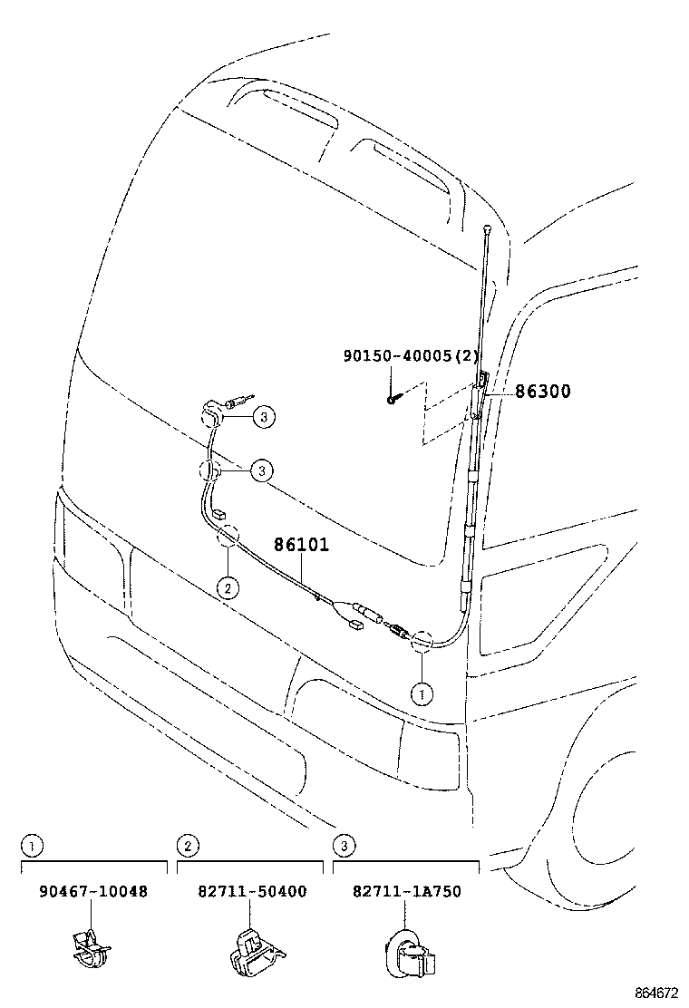 86300-36050 ANTENNA ASSY, W/HOLDER product image