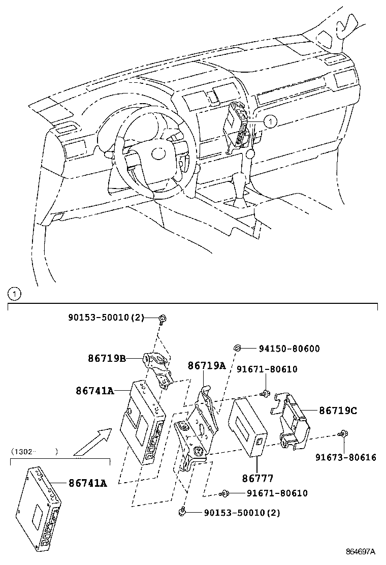 Toyota 86719-60410 BRACKET, TELEPHONE NO.1