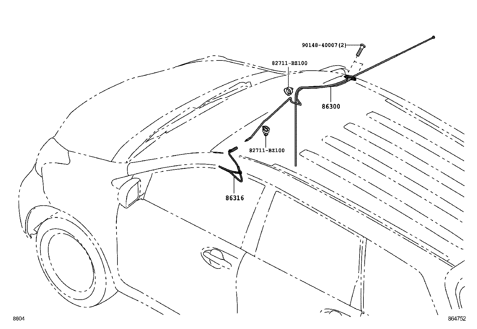 86316-BZ520 CORD SUB-ASSY, ANTENNA product image