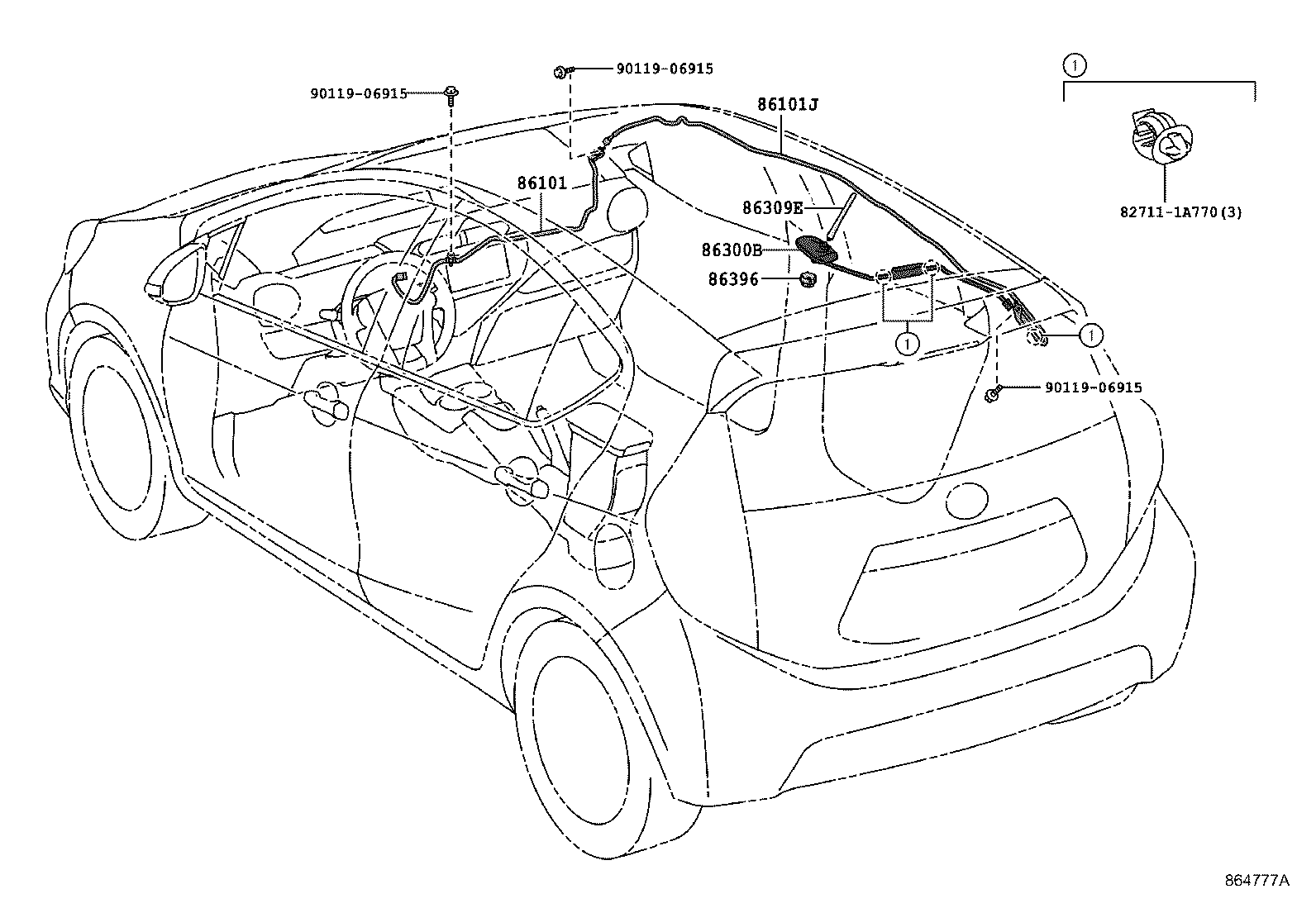 Toyota 86300-52550 ANTENNA ASSY, AMPLIFIER, NO.1