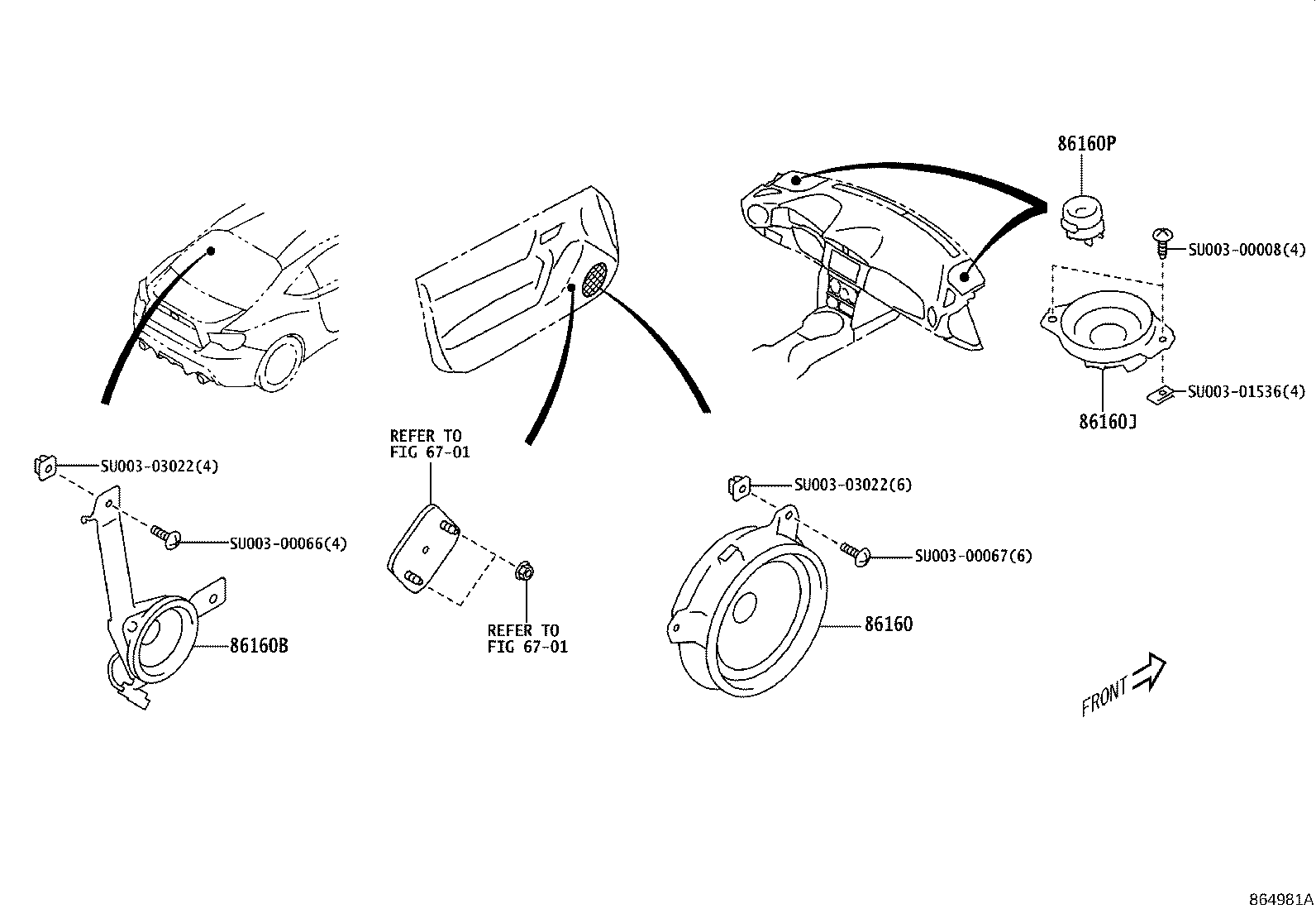 Toyota SU003-02651 SPEAKER ASSY, FRONT NO.3