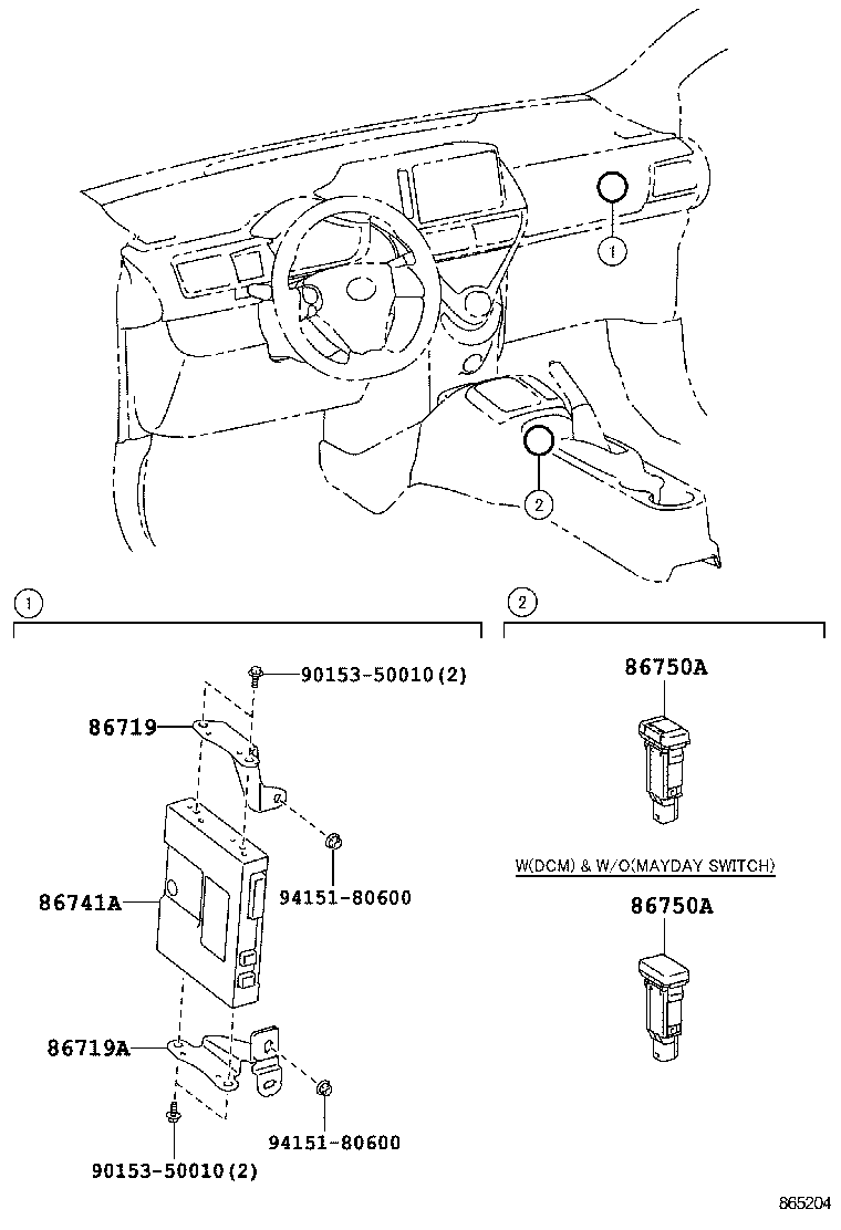 86750-74010 SWITCH ASSY, MAYDAY product image