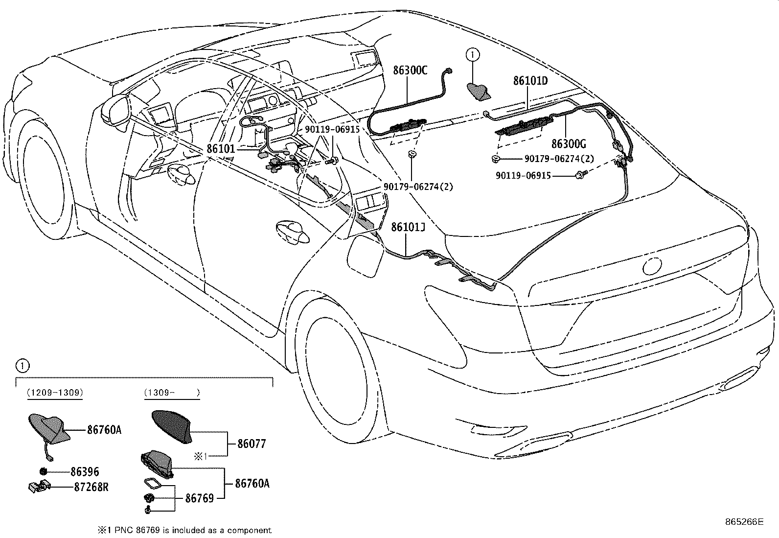 Toyota 86760-50120-B4 ANTENNA ASSY, TELEPHONE
