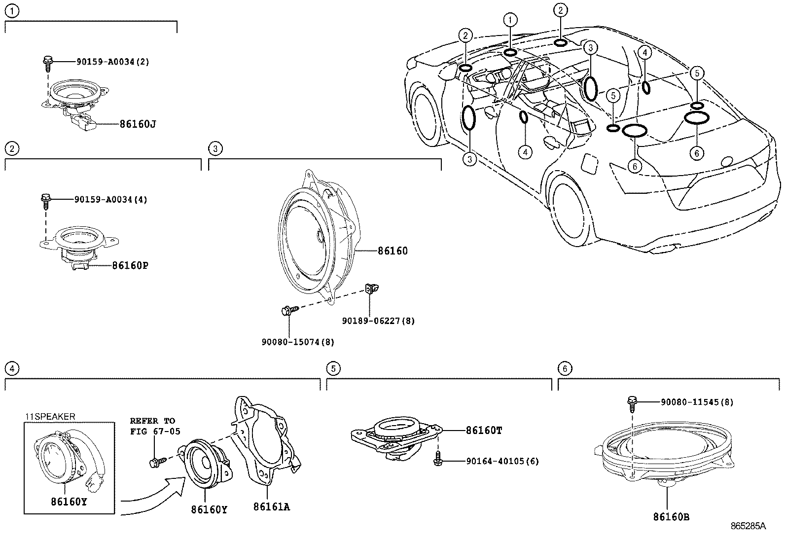 Toyota 86160-07080 SPEAKER ASSY, FRONT NO.3
