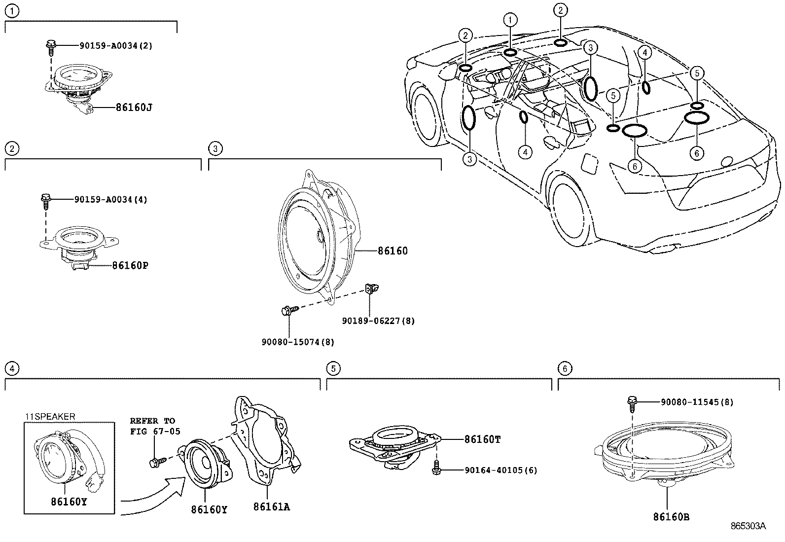 86150-07030 SPEAKER ASSY, REAR HEADER product image
