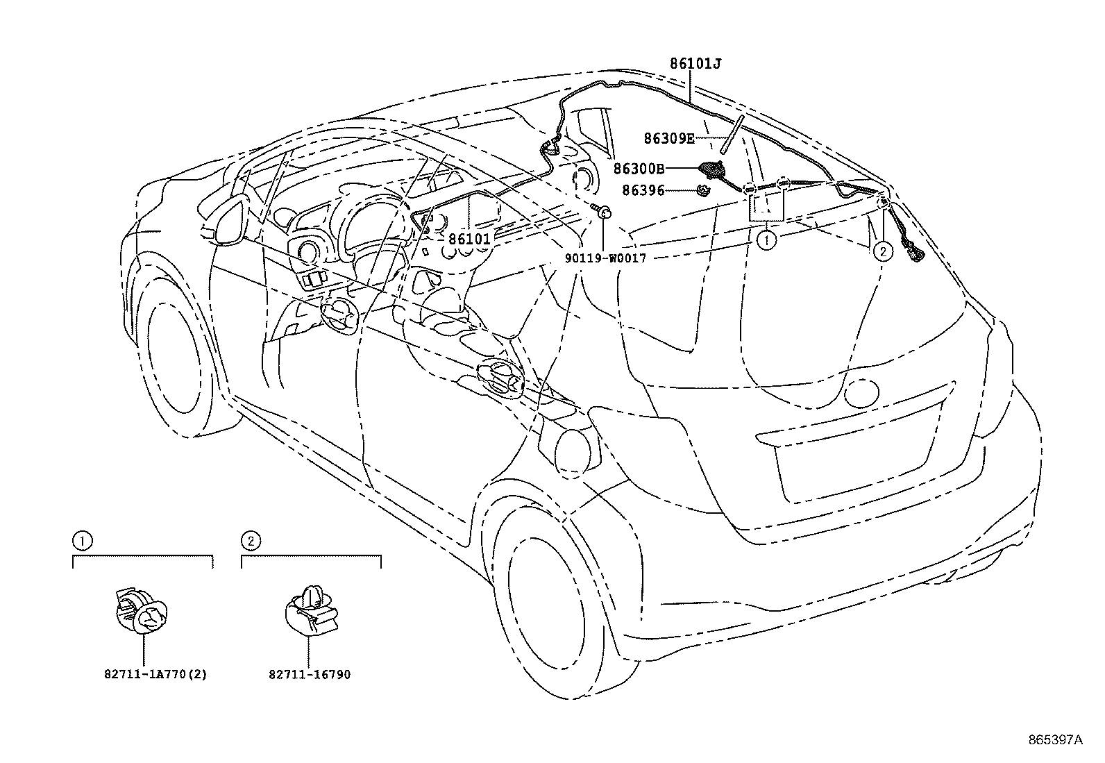 Toyota 86300-0D220 ANTENNA ASSY, AMPLIFIER, NO.1