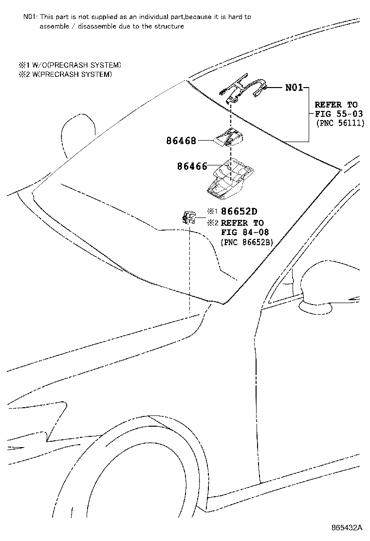 86466-53010 COVER, LANE DEPARTURE WARNING CAMERA, NO.1 product image