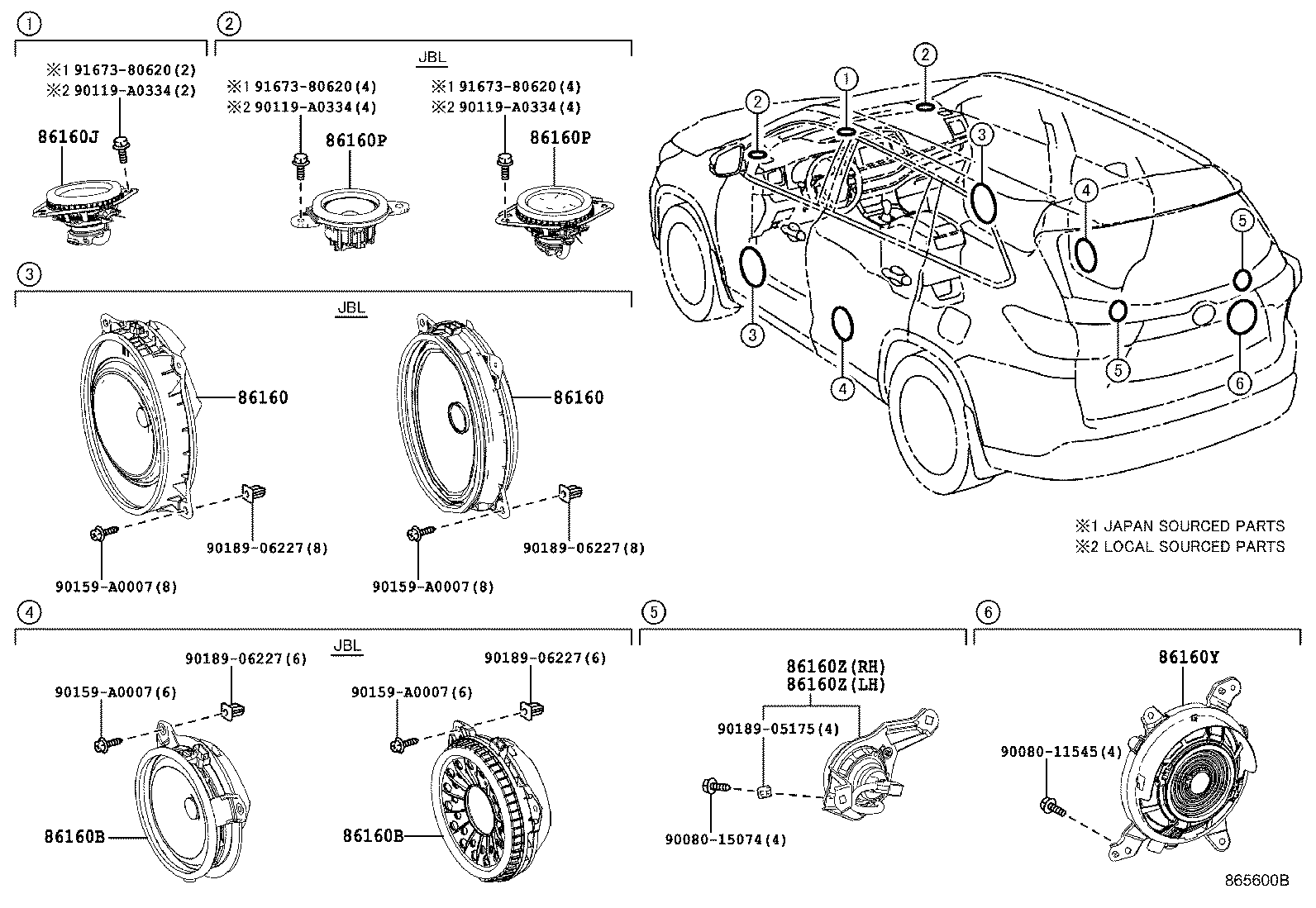Toyota 86160-0E250 SPEAKER ASSY, FRONT NO.1