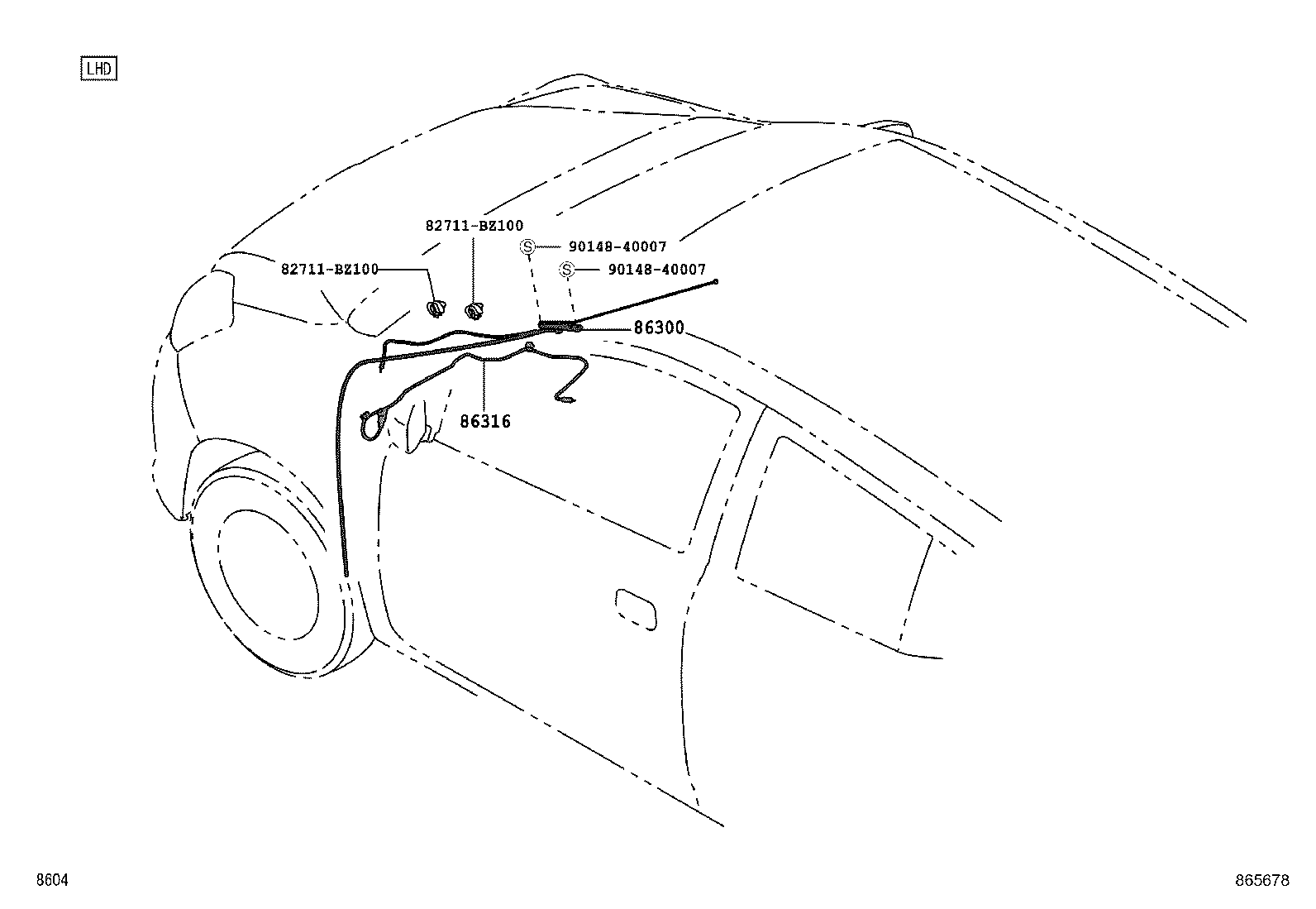 86300-BZ130 ANTENNA ASSY, W/HOLDER product image