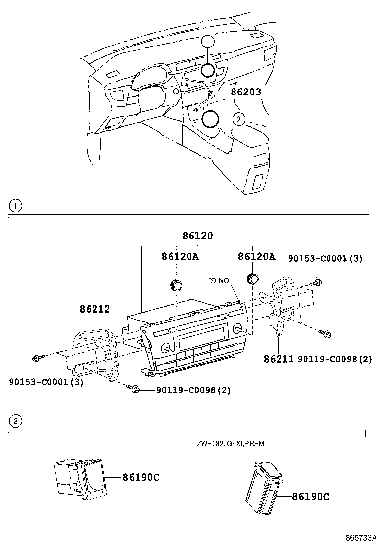 86190-0R020 ADAPTER ASSY, STEREO JACK, NO.1 product image