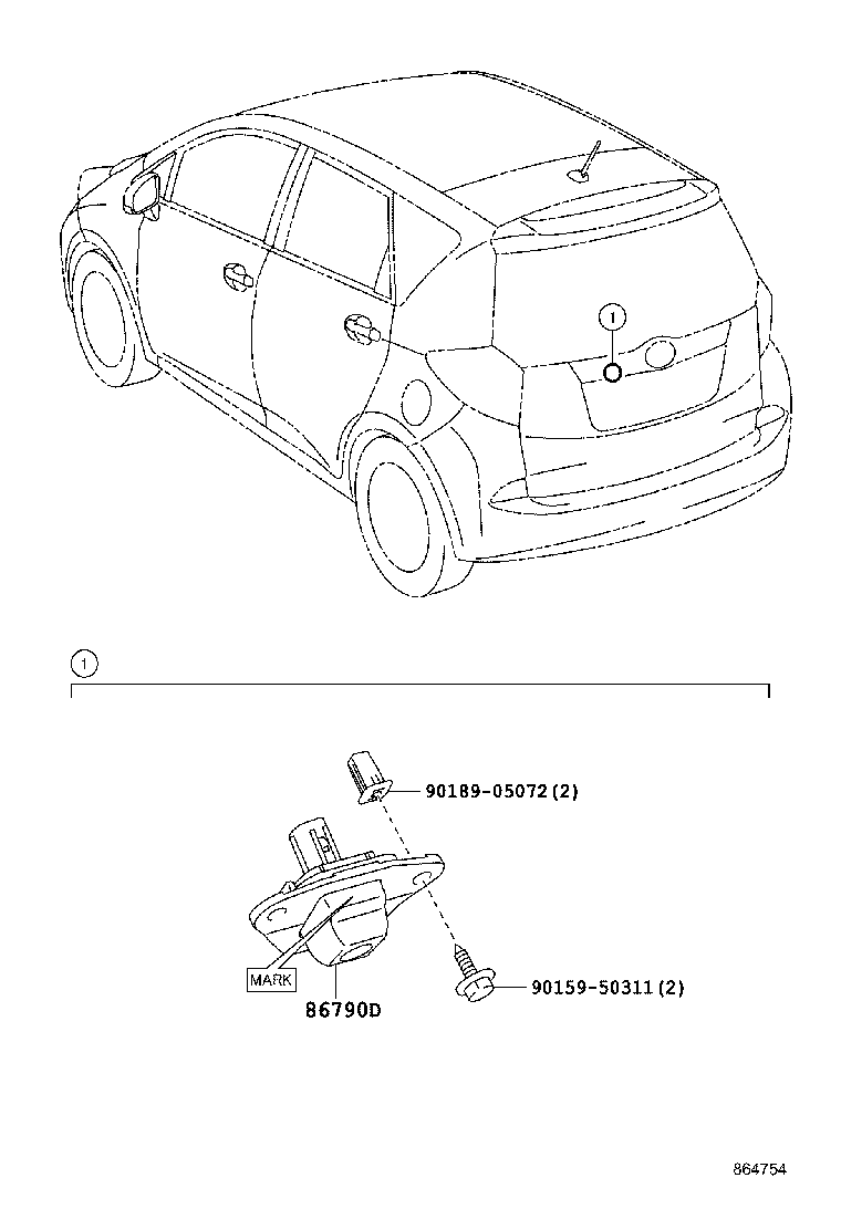 86790-52070 CAMERA ASSY, TELEVISION, RR product image