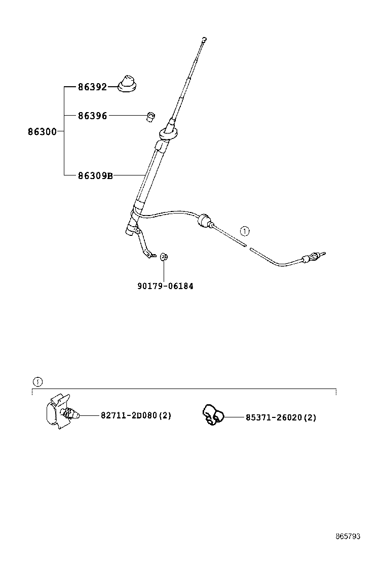 86101-6AF40 CORD SUB-ASSY, ANTENNA, NO.6 product image
