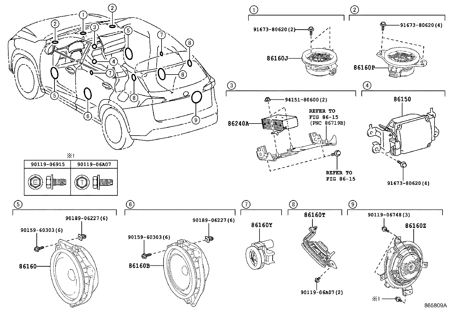 Toyota 86150-0W290 SPEAKER ASSY, FRONT NO.3