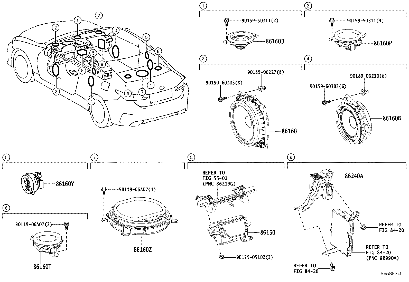 Toyota 86160-0WW40 SPEAKER ASSY, REAR NO.3