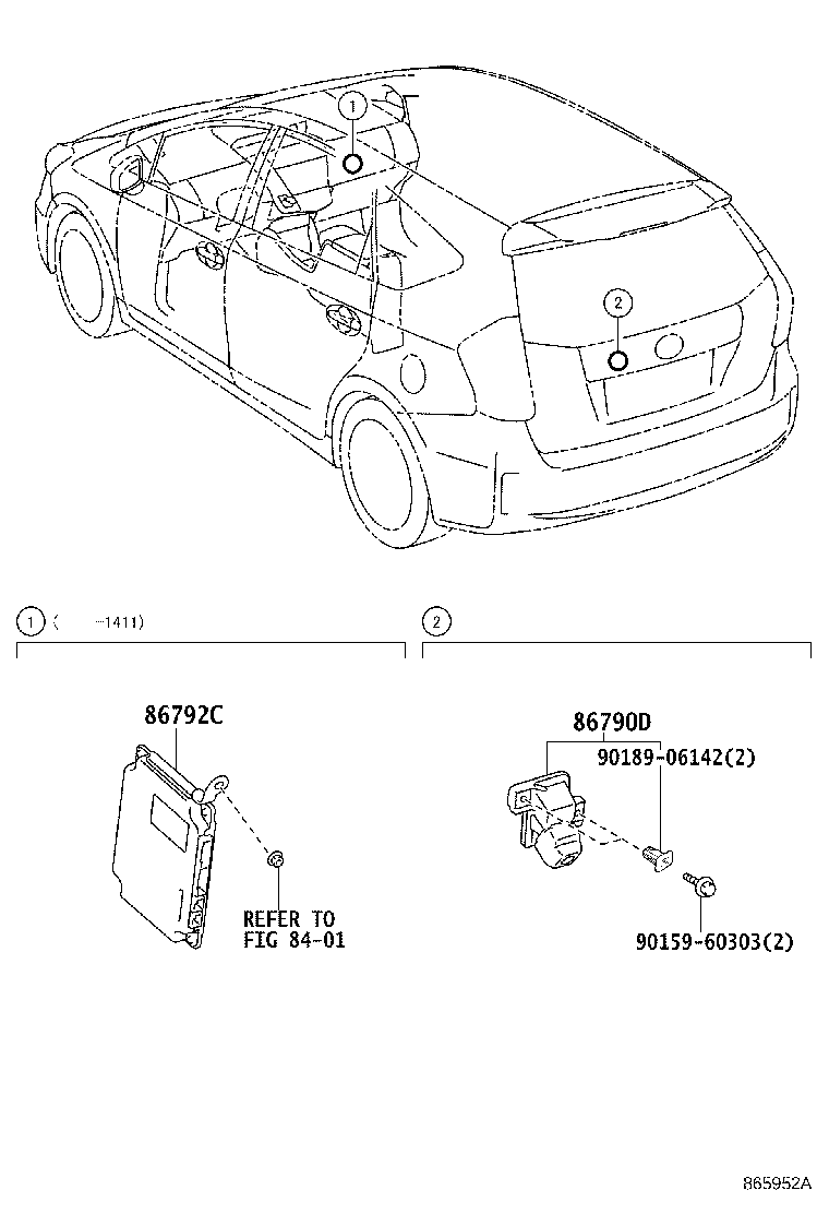 Toyota 86790-47060 CAMERA ASSY, TELEVISION, RR