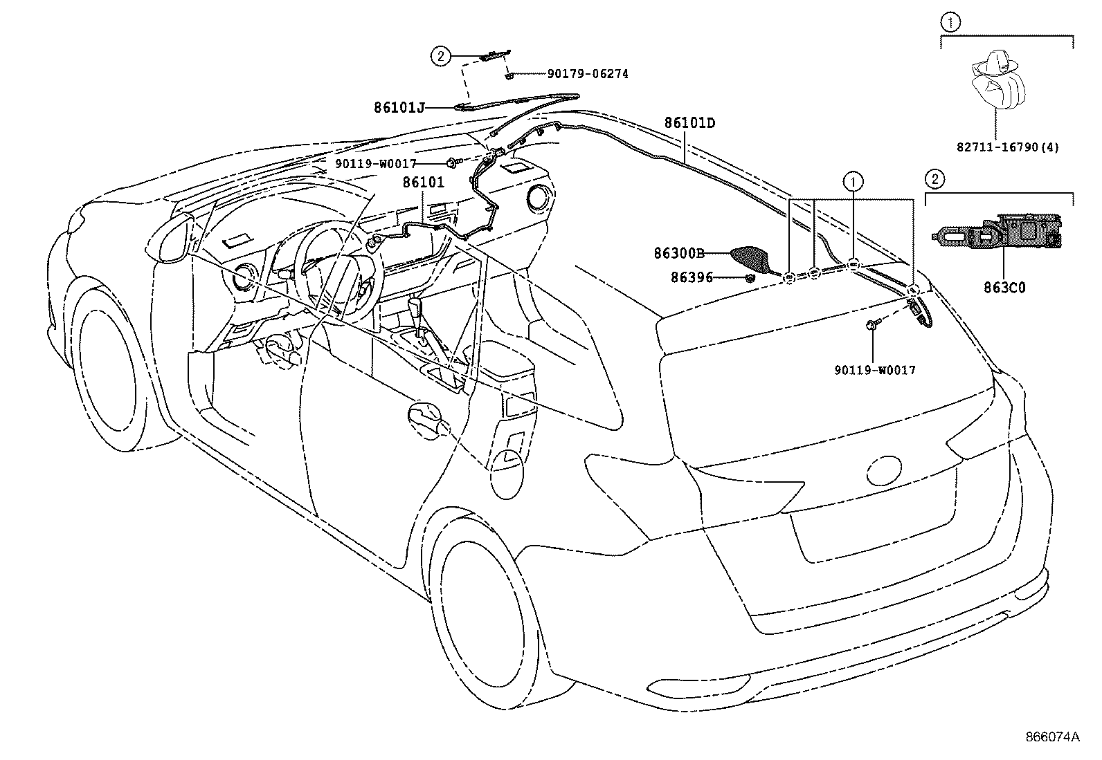 86101-02750 CORD SUB-ASSY, ANTENNA, NO.3 product image