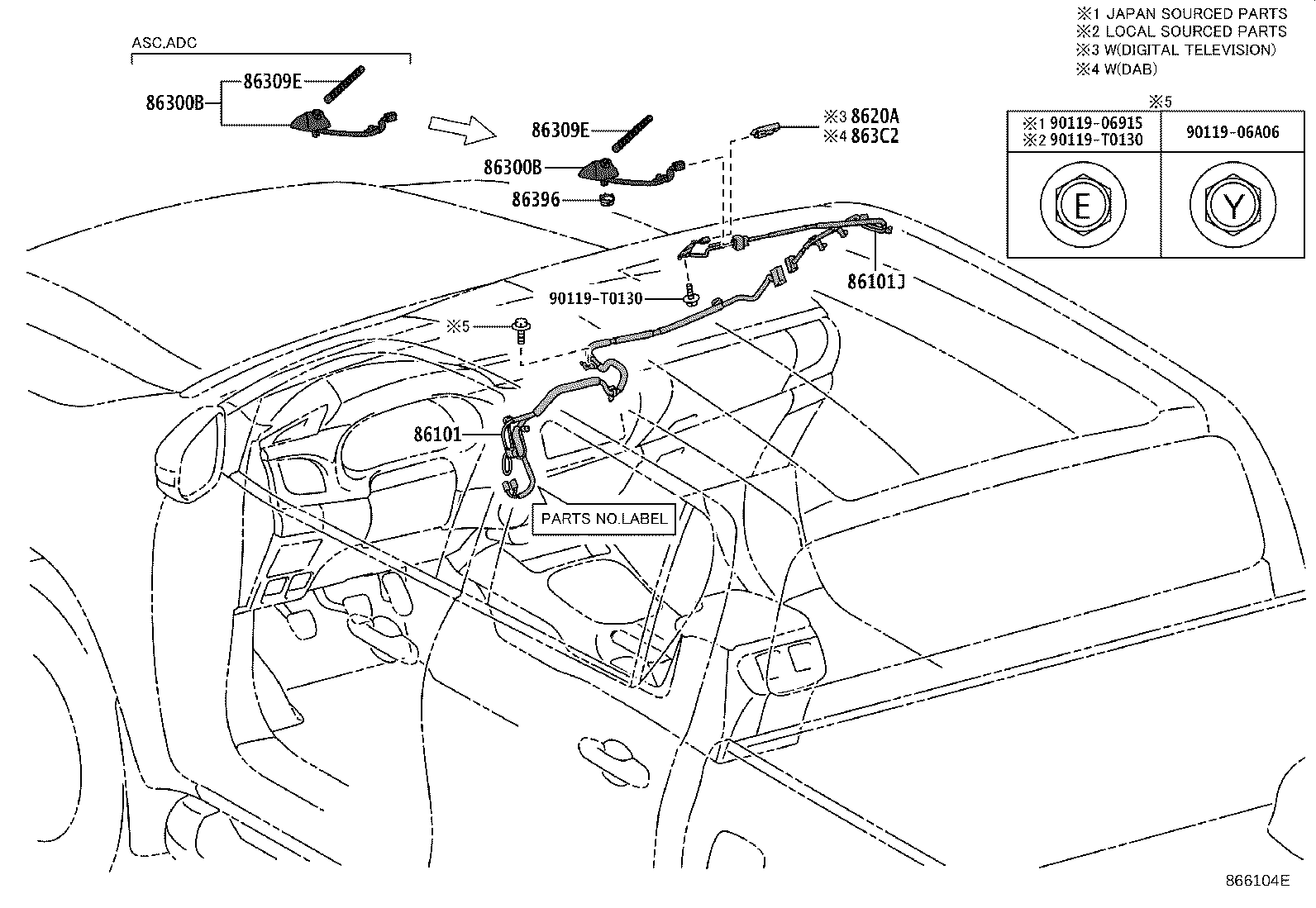 Toyota 86300-0K260 ANTENNA ASSY, AMPLIFIER, NO.1