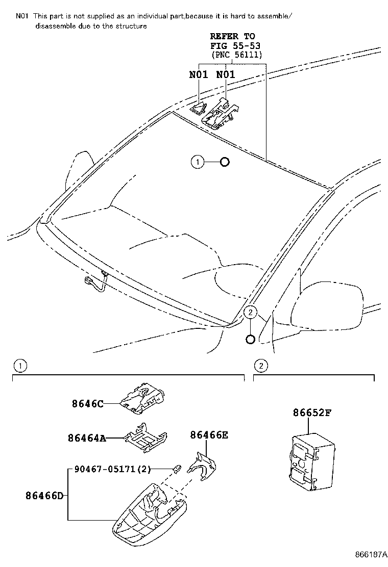 Toyota 86466-60020 COVER, FORWARD RECOGNITION, NO.2