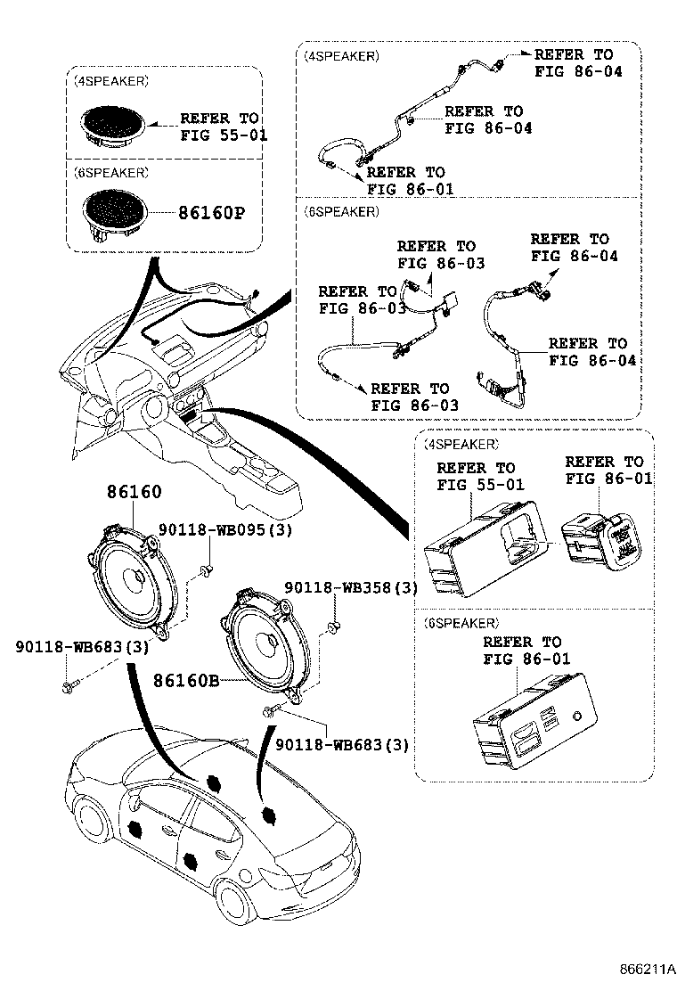 Toyota 86160-WB002 SPEAKER ASSY, FRONT NO.2