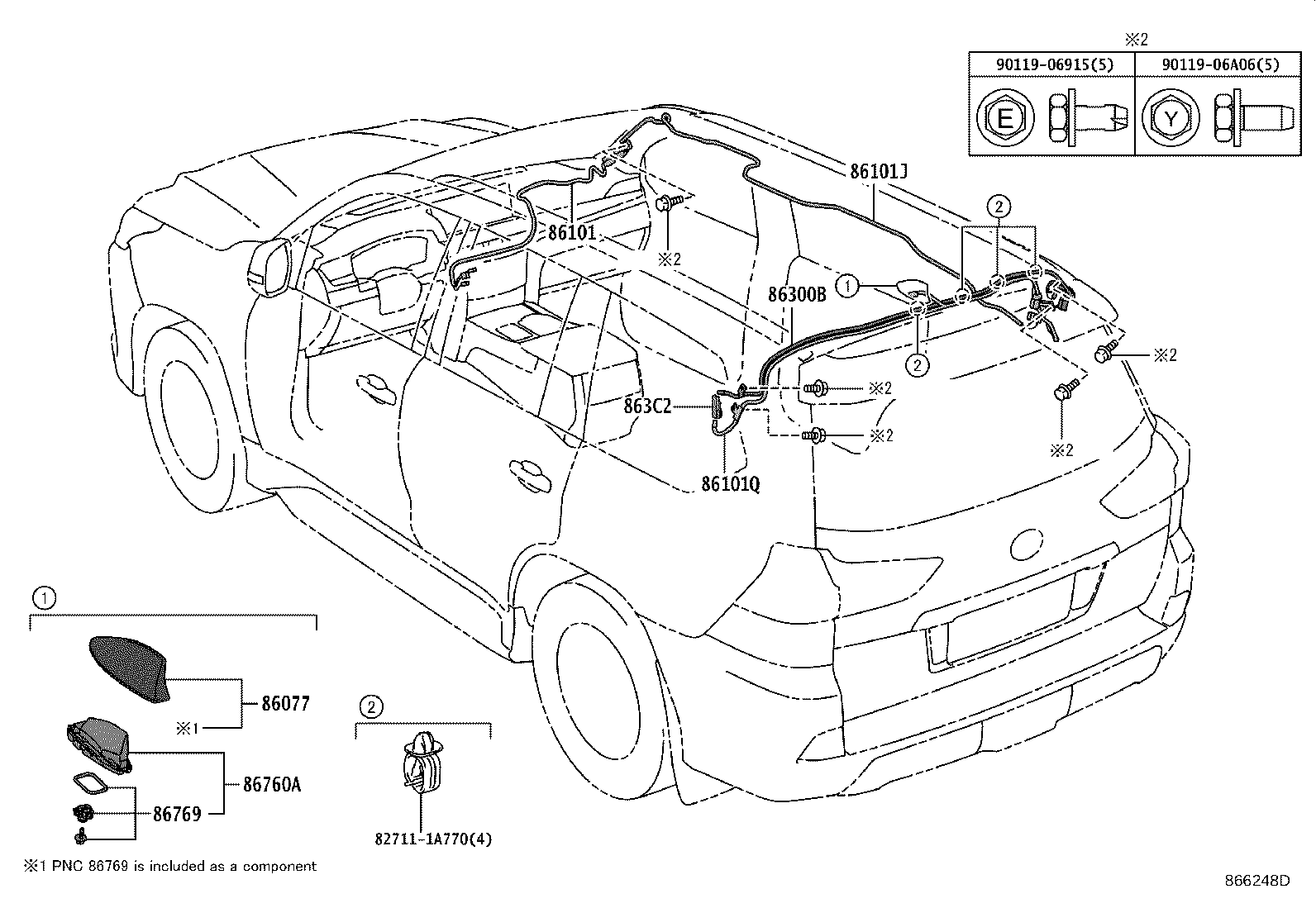 86101-60720 CORD SUB-ASSY, ANTENNA product image