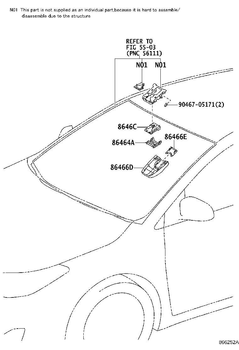 Toyota 86466-41020 COVER, FORWARD RECOGNITION, NO.2