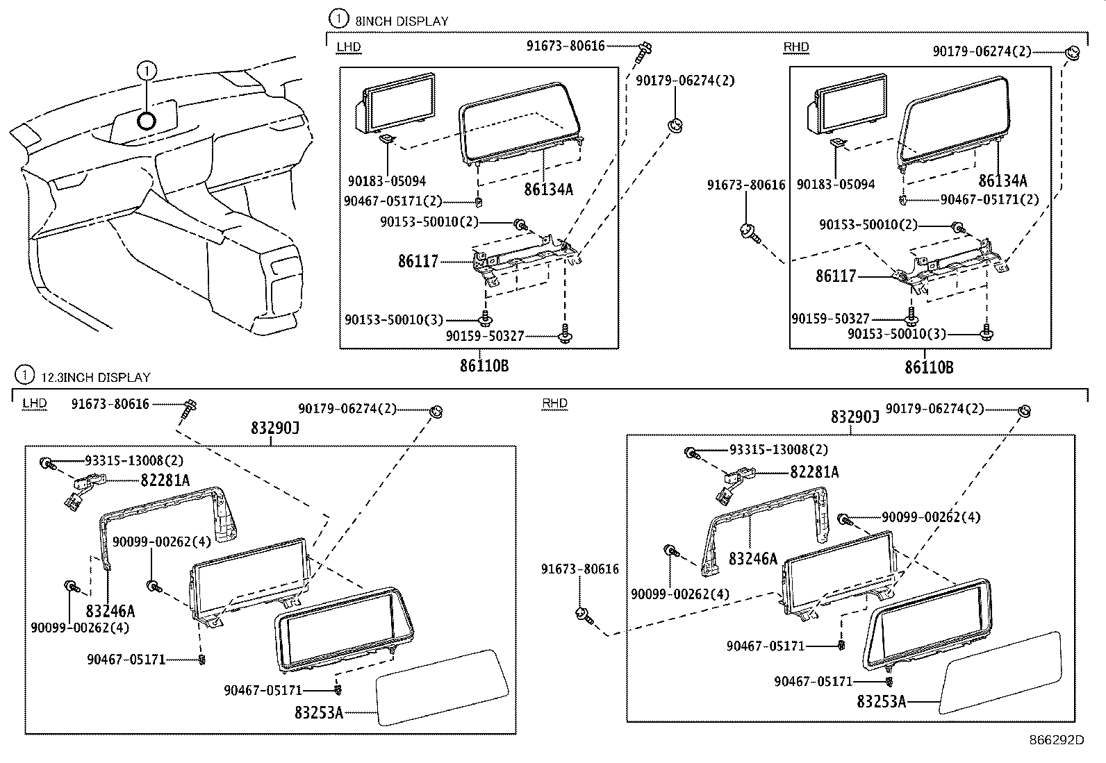 86117-48250 BRACKET, MULTI-DISPLAY CONTROLLER, A product image