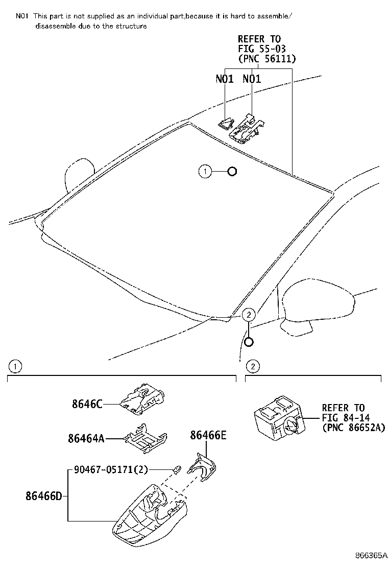 Toyota 86466-30040 COVER, FORWARD RECOGNITION, NO.2