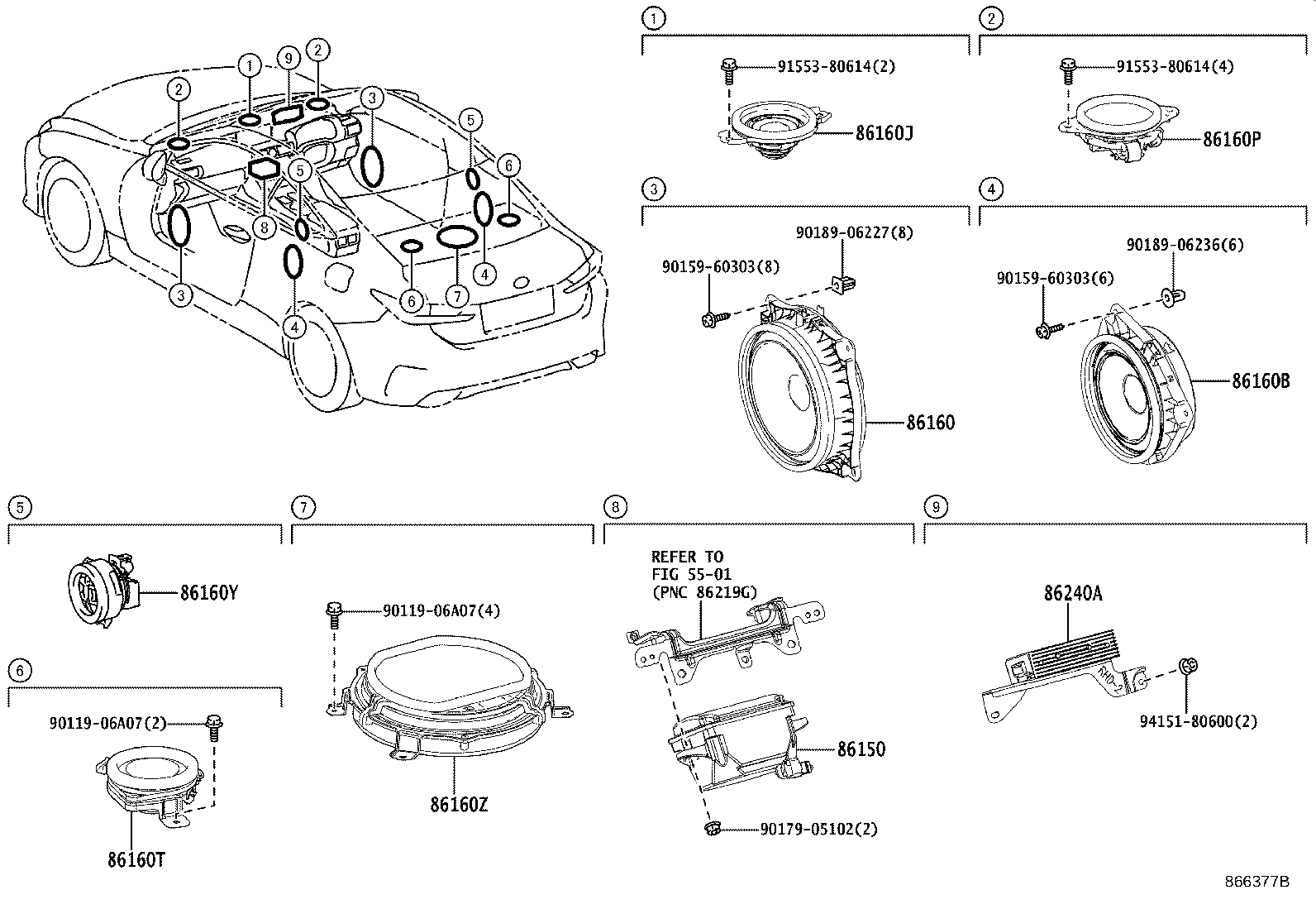 86160-0WW40 SPEAKER ASSY, REAR NO.3 product image